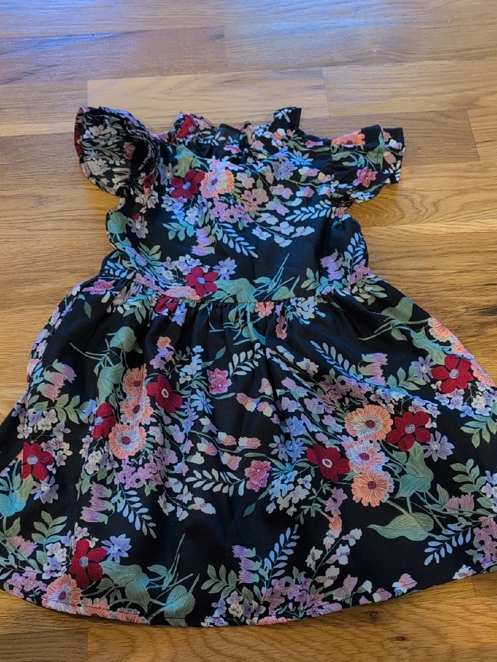Janie And Jack size 4 Navy Floral Ruffle-Sleeve Dress
